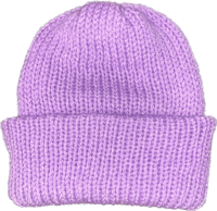 a purple knit beanie on a black background